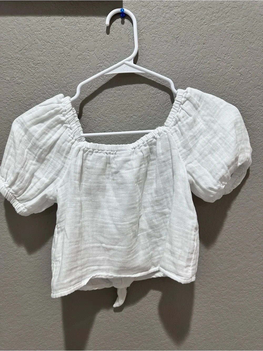 Old Navy White Puff-Sleeve Tie-Front Top